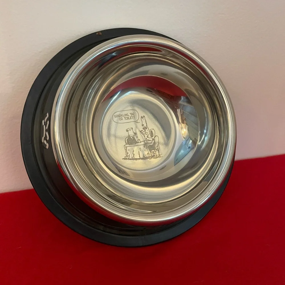 Dog Dish: Cartoon Etched Slip-Resistant Pet Dish